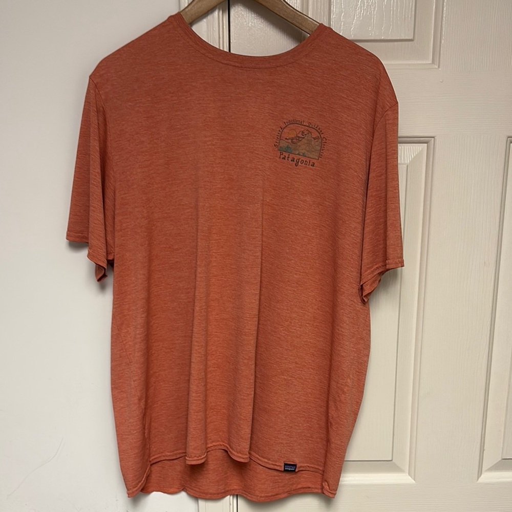 Patagonia Orange Short Sleeve Tee Casual Comfort - Calpilene Cool